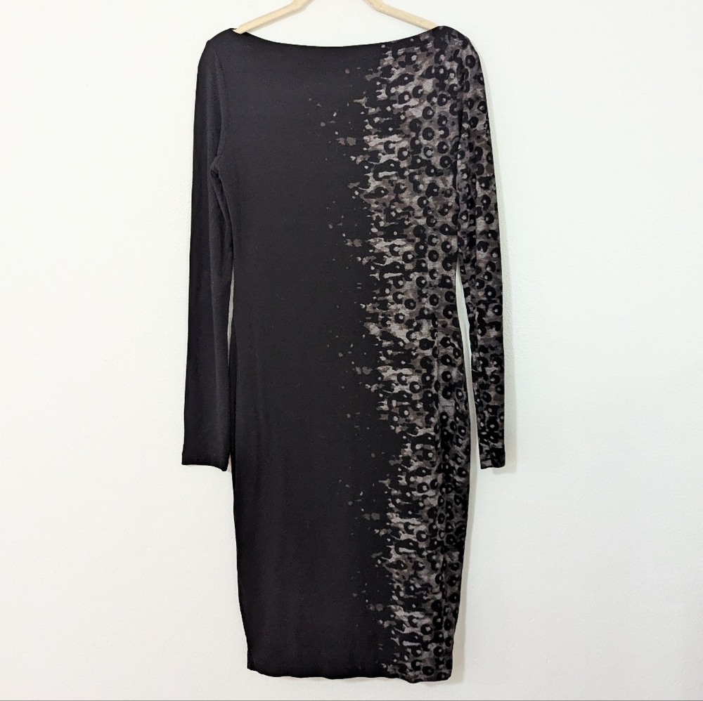 Isabel De Pedro Abstract Print Knee Length Dress Jersey Knit Black Size 10